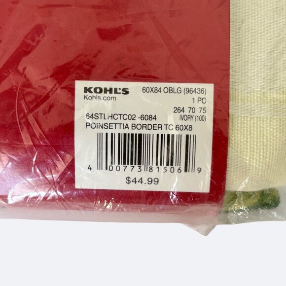 St. Nicholas Square Christmas Traditions Tablecloth 60"X 84" Oblong Poinsettia H - Picture 7 of 8